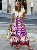 Retro Boho Long Summer Skirt