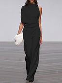Chic Round Neck Overall Design