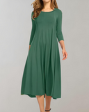Chic 3/4 Sleeve Round Neck Swing Dress