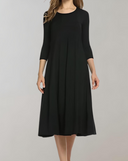 Chic 3/4 Sleeve Round Neck Swing Dress