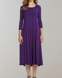 Chic 3/4 Sleeve Round Neck Swing Dress