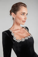 Chic Velvet Square Neck Dress