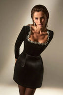 Chic Velvet Square Neck Dress