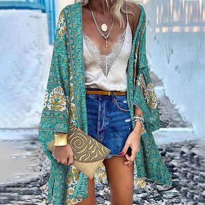 Boho Pattern Kimono Wrap - Chic Cover-Up