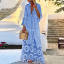 Chic Bohemian Lace & Fringe Maxi Dress
