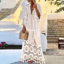 Chic Bohemian Lace & Fringe Maxi Dress