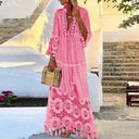Chic Bohemian Lace & Fringe Maxi Dress