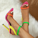 Vibrant High-Heel Sandals with Neon Accents