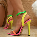 Vibrant High-Heel Sandals with Neon Accents