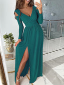 Chic Off-Shoulder Maternity Maxi Dress for Baby Showers
