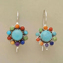 Multi-Colored Turquoise Hoop Earrings