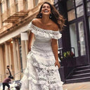 Ruffled Lace Off-Shoulder Maxi Dress