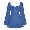 Trendy Puff Sleeve Ruffle Layer Mini Dress