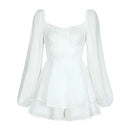 Trendy Puff Sleeve Ruffle Layer Mini Dress