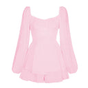 Trendy Puff Sleeve Ruffle Layer Mini Dress