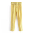 High-Waist Pants with Belt and Pockets for Effortless Style