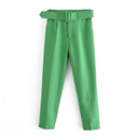 High-Waist Pants with Belt and Pockets for Effortless Style