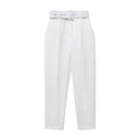 High-Waist Pants with Belt and Pockets for Effortless Style