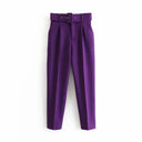 High-Waist Pants with Belt and Pockets for Effortless Style