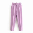 High-Waist Pants with Belt and Pockets for Effortless Style