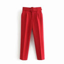 High-Waist Pants with Belt and Pockets for Effortless Style