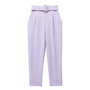 High-Waist Pants with Belt and Pockets for Effortless Style