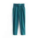 High-Waist Pants with Belt and Pockets for Effortless Style