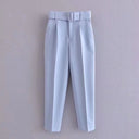 High-Waist Pants with Belt and Pockets for Effortless Style