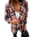 Stylish Women's Checkered Blazer - Chic Double-Breasted Design