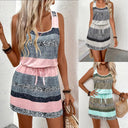 Stylish Women's Dress with Decorative Drawstring and Trendy Stripes