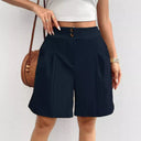 Chic Pleated Button Shorts for Women