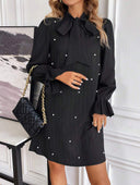 Chic Women's Bow Collar Polka Dot Dress