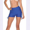 High-Waisted Women's Swim Shorts with Stylish Gatherings