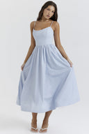 Chic Maxi Dress with Slim Straps and Flowing Skirt