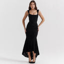 Chic Asymmetrical Lace Dress with Gathered Accents