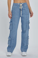 Loose Fit Women's Cargo Jeans with Side Pockets