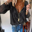 Chic V-Neck Blouse with Lace Accents for Women
