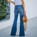 High-Waisted Flared Jeans with Trendy Fringes