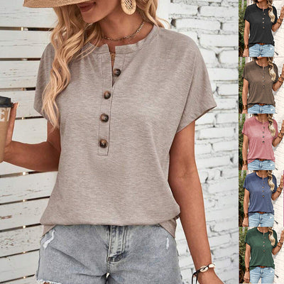 Chic Women's Short Sleeve Button-Up Blouse