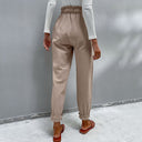 Chic Women's Jogging Pants with Stylish Belt and Elastic Waist