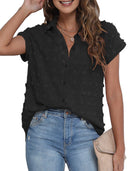 Textured Women's Blouse with Lapel Collar