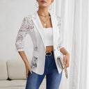 Chic Lace Blazer with Sheer Sleeves for Women
