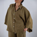 Chic Linen Blouse with Stylish Pockets for Women
