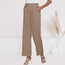 Chic Wide-Leg Pants with Elastic Waist and Button Accents