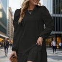 Chic Women's Puff Sleeve Ruffle Sweat Dress