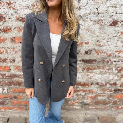 Chic Women's Double-Breasted Blazer with Stylish Button Closure