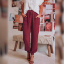 Women’s Relaxed Fit Pants with Elastic Waist and Handy Pockets