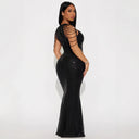 Stunning Sequin Evening Dress with Elegant Sleeve Accents