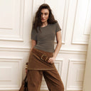 Women's Round Neck Fitted Basic Tee
