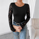 Women's Long Sleeve Lace Trim Bodysuit